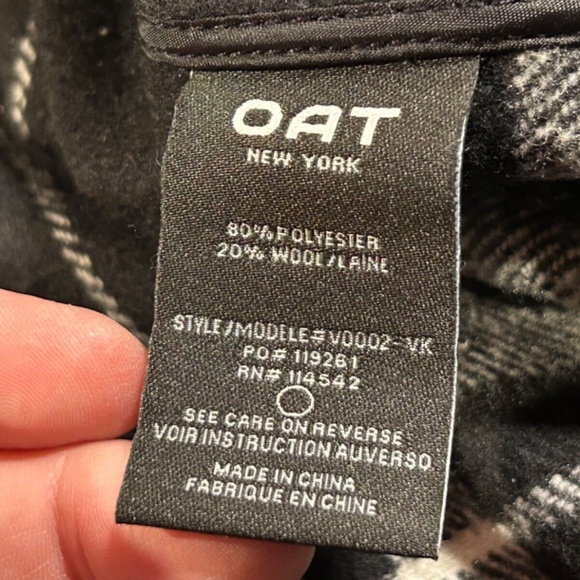 OAT New York Hunter Plaid Wool Blend Vest w/Frayed Edges Black, White Size M - Picture 13 of 14